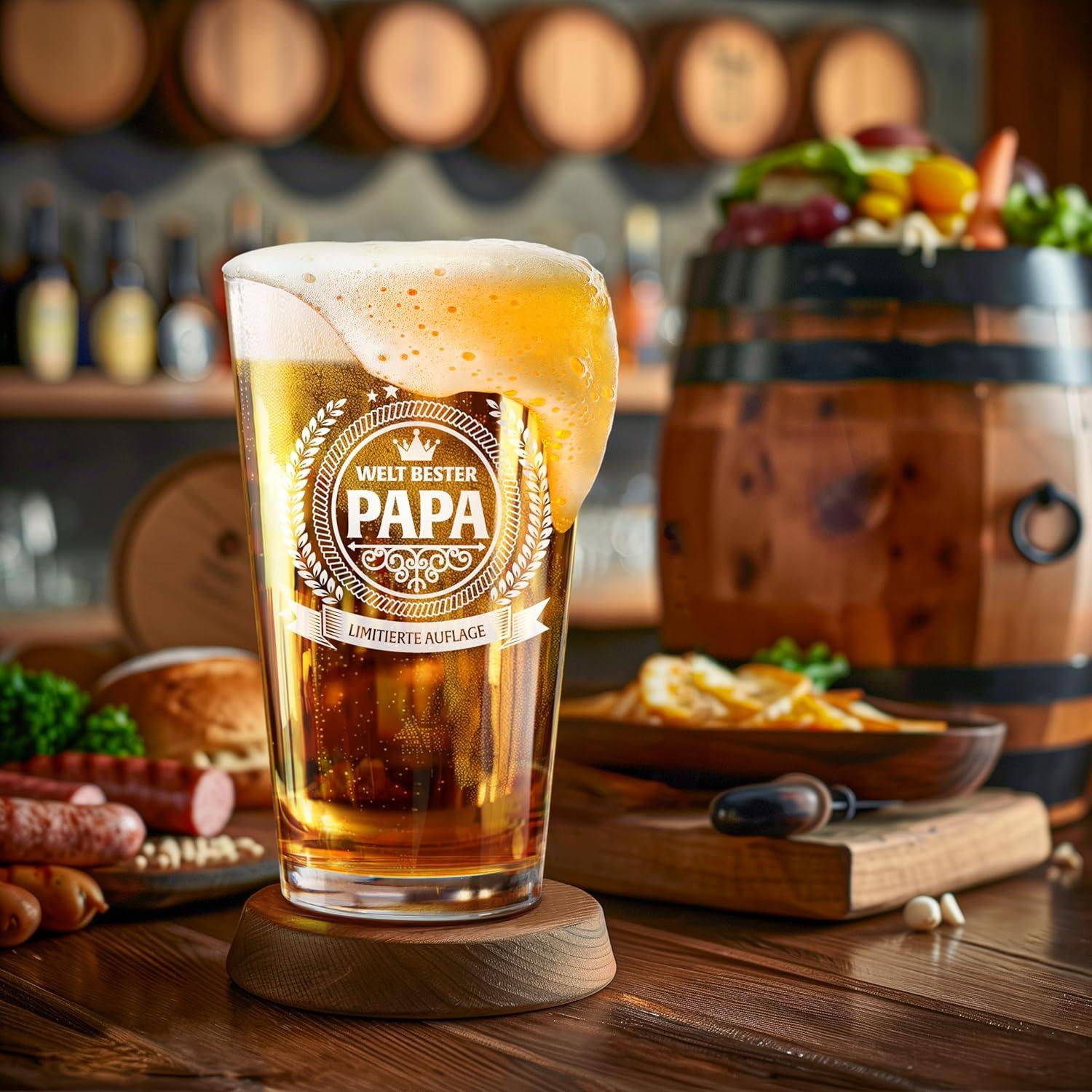Papa Bierglas Geschenk in Fassbox Premium 480 ml
