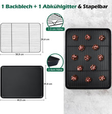 Homikit Backblech mit Abkühlgitter Rechteckig Karbonstahl