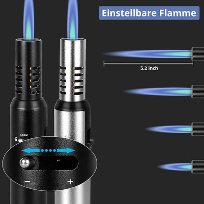 Sturmfeuerzeug Metall Gas Nachfü llbar Sicherheitssperre & Einstellbare Flamme