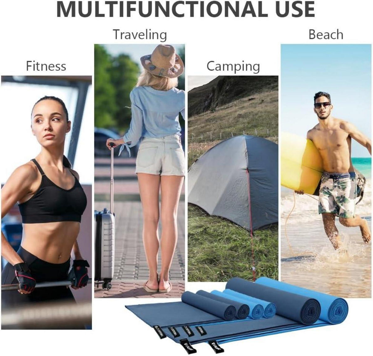 3PCS Mikrofaser Handtuch Schnell trocknend für Sport Fitness