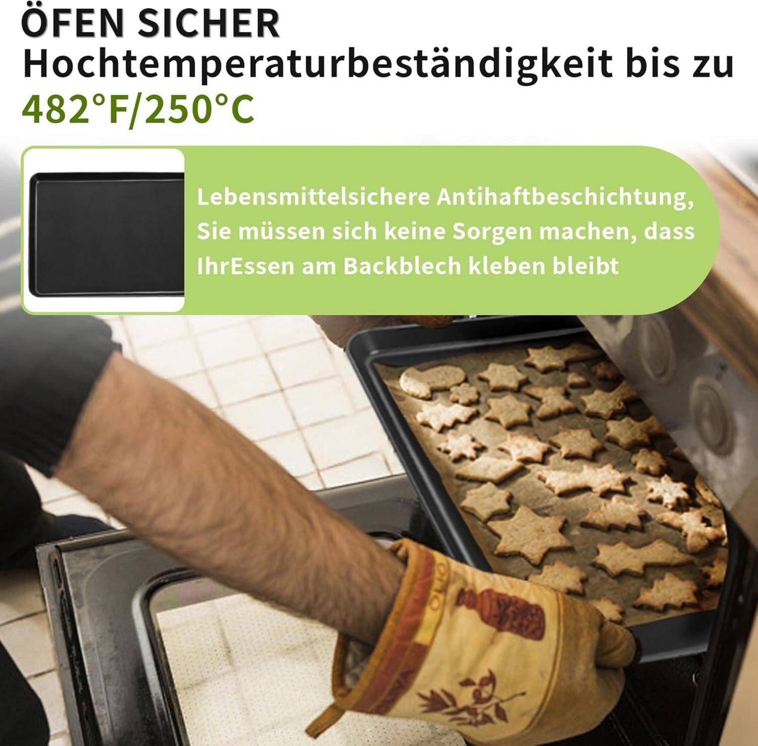 Homikit 2 Stück Antihaft Backblech Karbonstahl 40,5x30,4x2,5cm