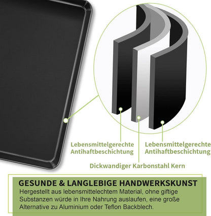 Homikit 2er Set Antihaft Backblech Groß 40,5x30,4x2,5 cm Rechteckig
