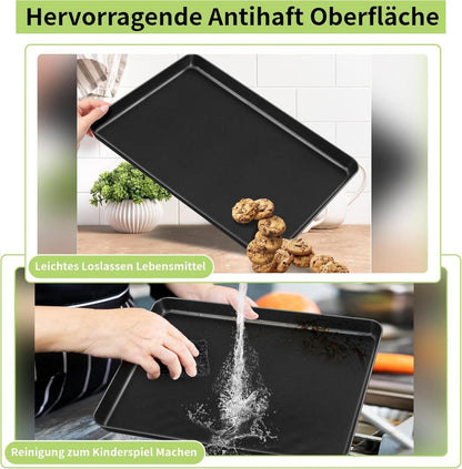 Backblech 2er Set Antihaft Rechteckig Karbonstahl 40,5x30,4x2,5cm