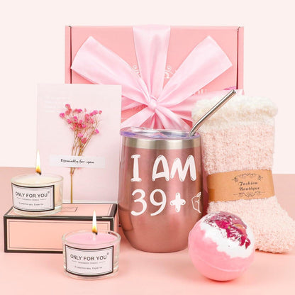 40. Geburtstag Geschenkset für Frauen, Weinbecher, Spa-Geschenkbox