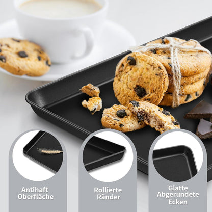 Homikit Backblech Set, 2er, Antihaft, Karbonstahl, 31,5 x 24,5 x 2,5 cm