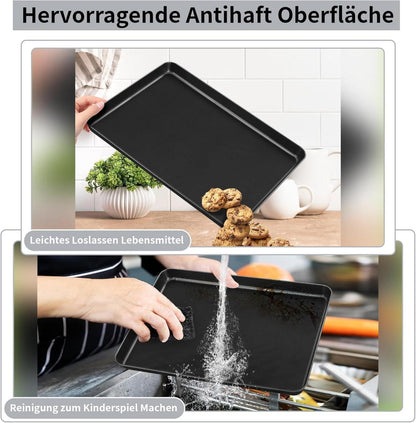 Backblech Set Karbonstahl Antihaft 31,5 cm x 24,5 cm 2er Set