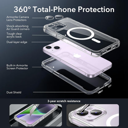 ESR iPhone 14 Hülle MagSafe 360 Schutz Stoßfest Klar Lila