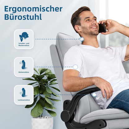 Asukale Ergonomischer Bürostuhl mit Wippfunktion höhenverstellbar bis