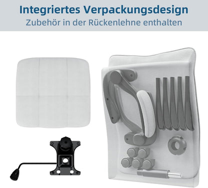 Ergonomischer Bürostuhl Grau mit Wippfunktion und Armlehne, bis 150 kg