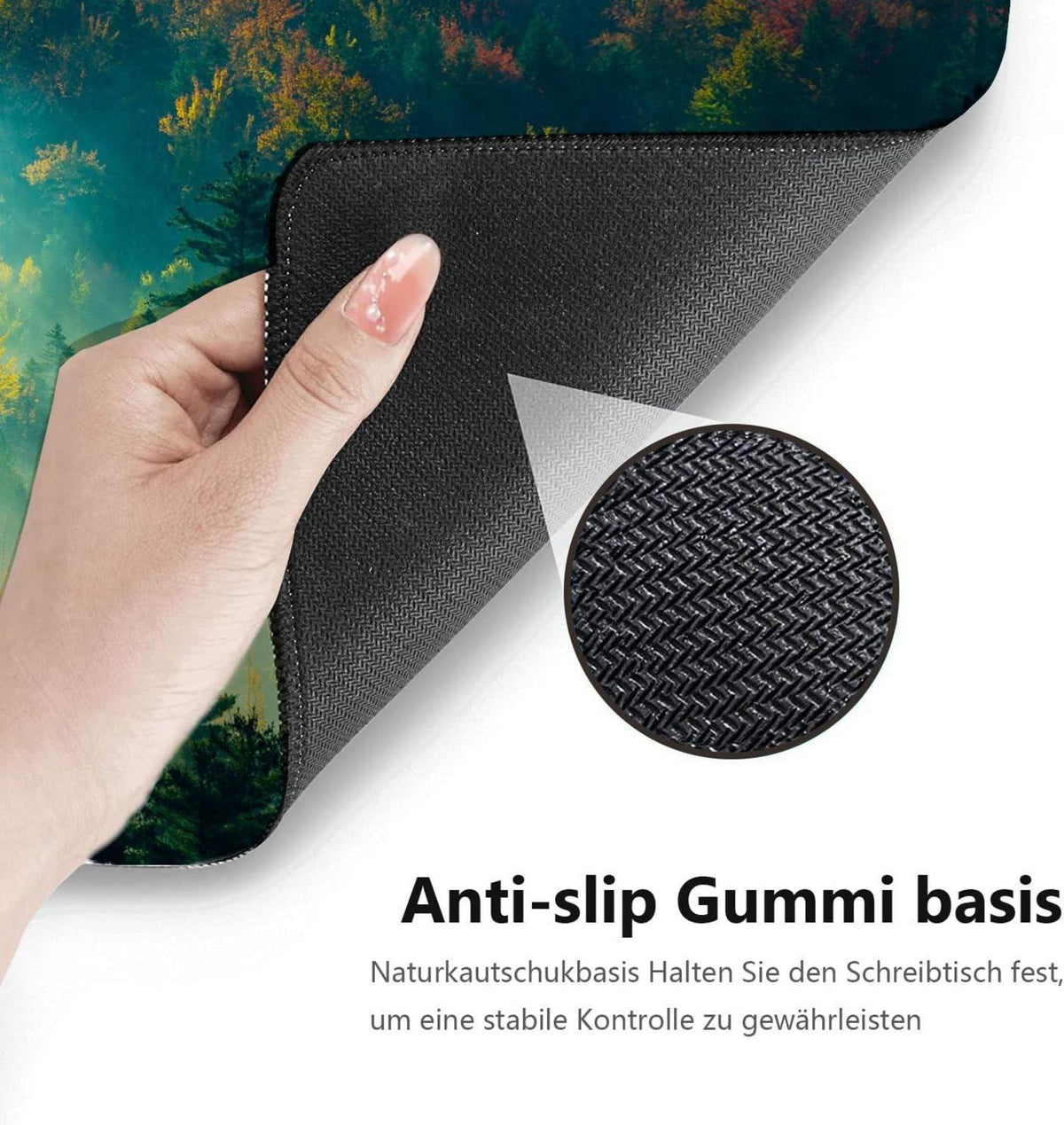 Gaming Mauspad XXL 900x400mm Morgenglanzwald Groß Vernähte Kanten Wasserdicht Anti-Rutsch