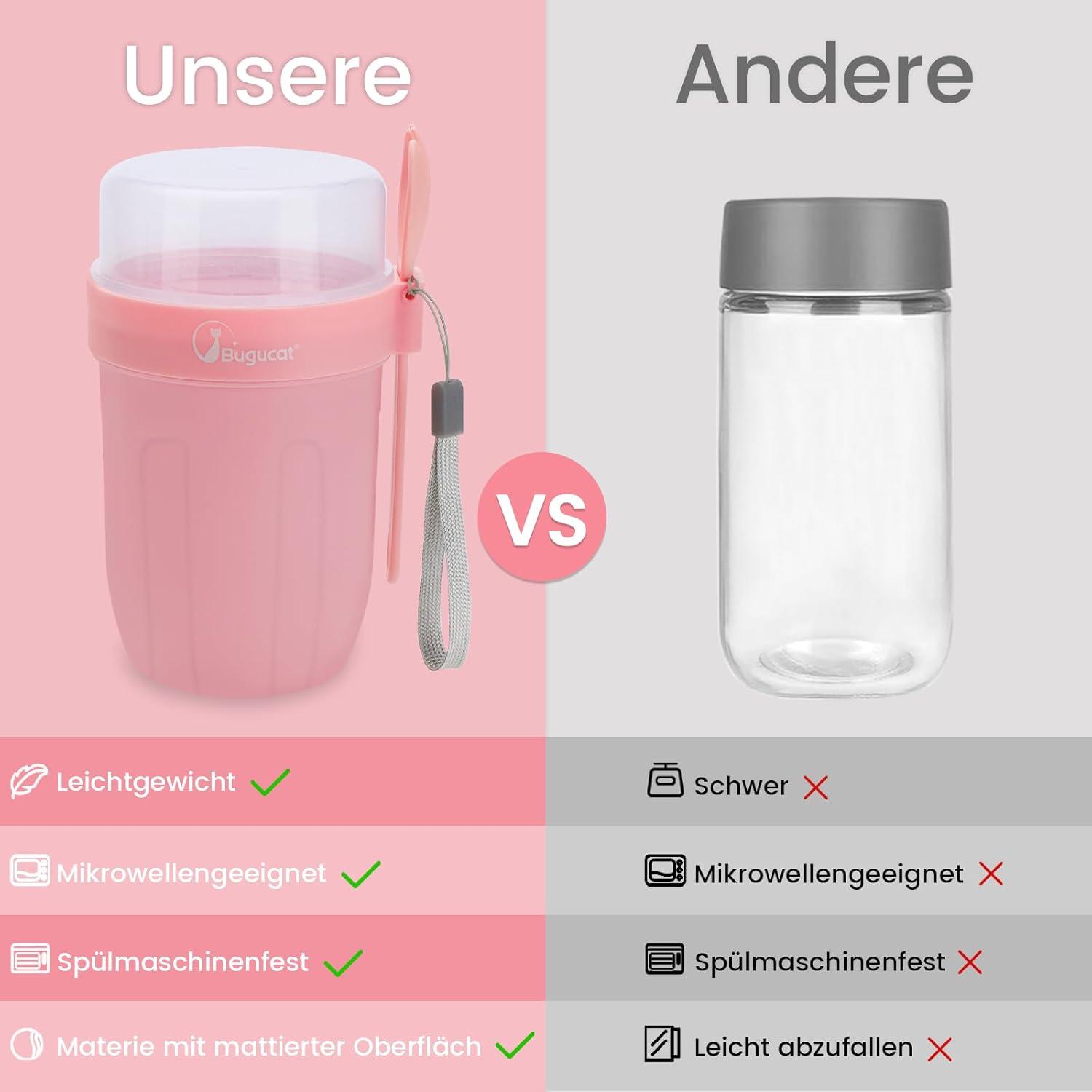 Müslibecher to Go 660ML+260ML, 2in1 Yoghurtbecher to Go & Müsli Cup to