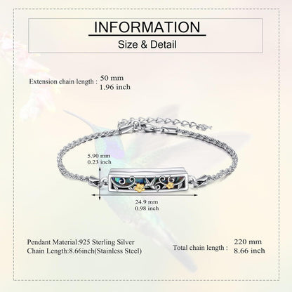 Urnen Armband Kolibri Sterling Silber für Asche & Erinnerungen