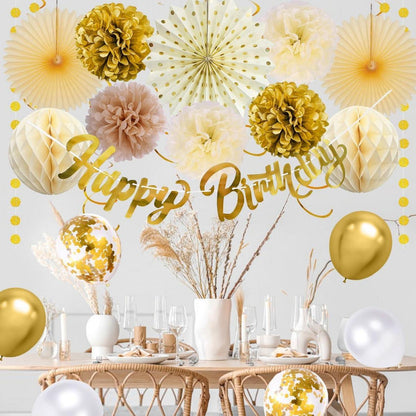 Geburtstagsdeko Set Happy Birthday Party Deko Sage Grün Gold