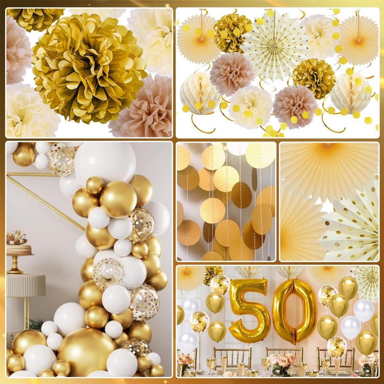 Geburtstagsdeko: Sage Grün Gold Happy Birthday Girlande 32-teilig