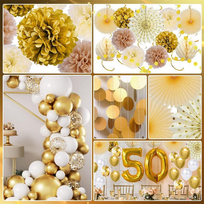 Geburtstagsdeko: Sage Grün Gold Happy Birthday Girlande 32-teilig