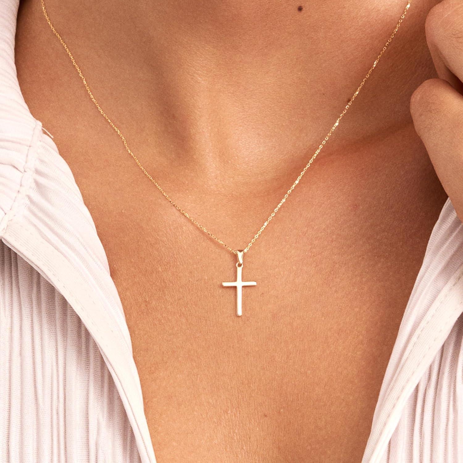 TINGN Kreuz Kette Gold Damen - 14K Vergoldet Layered Choker