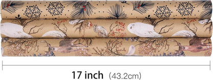 Weihnachts-Geschenkpapierrolle Kraftpapier Eule Rentier