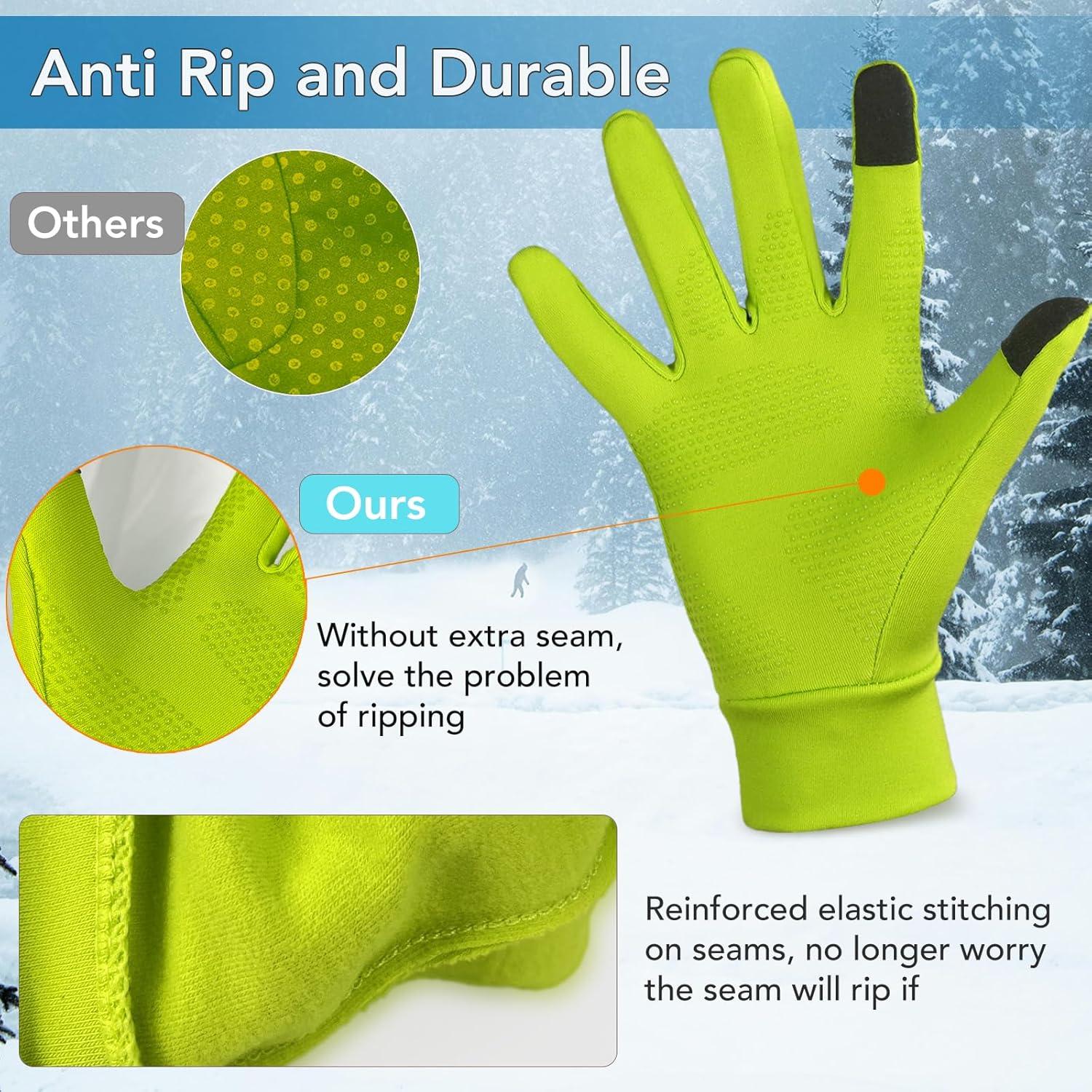 Unigear Touchscreen Handschuhe Herren Damen Grün L Laufhandschuhe Warme Winterhandschuhe Anti-Rutsch