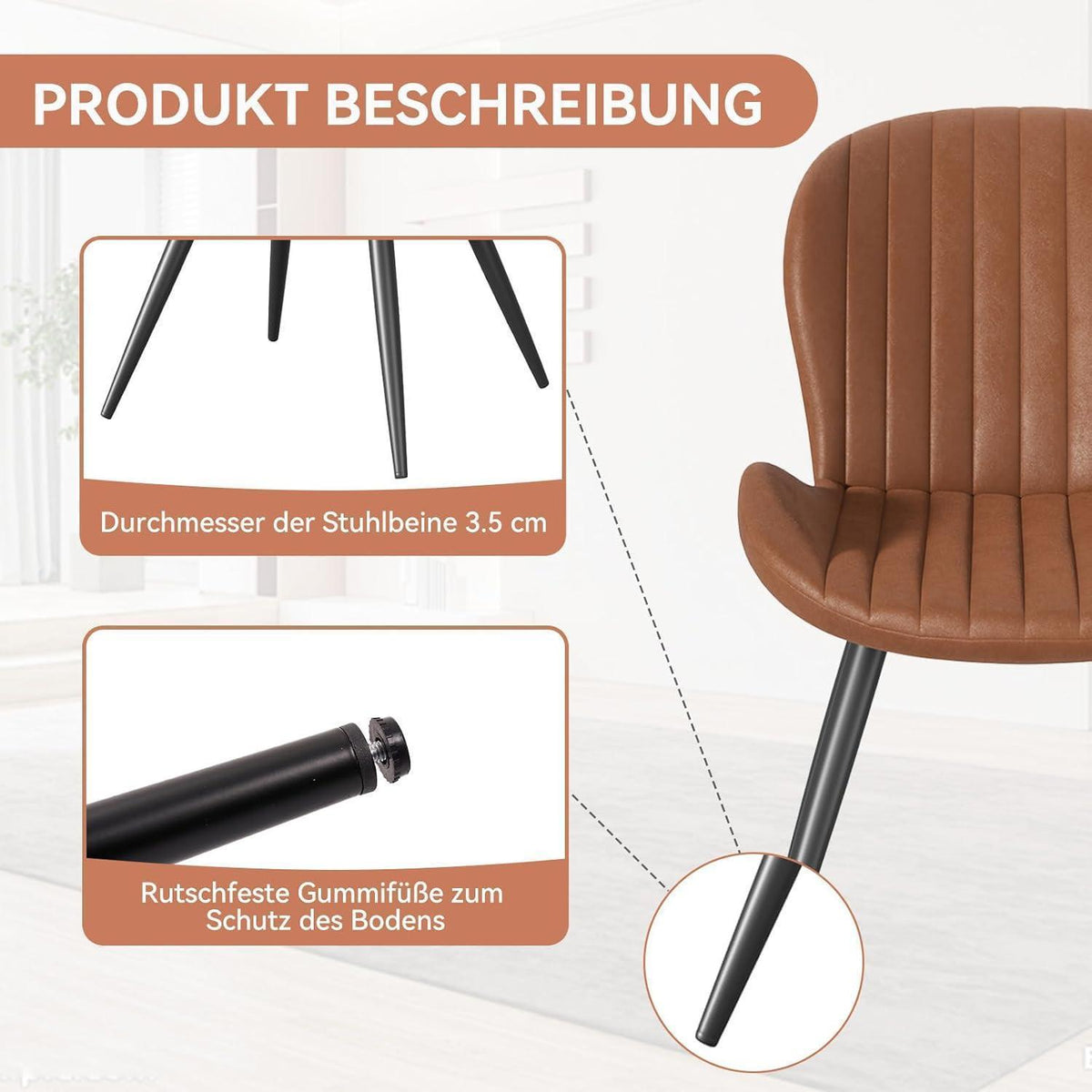 Esszimmerstühle 2er Set Braun – Ergonomisch & Robust