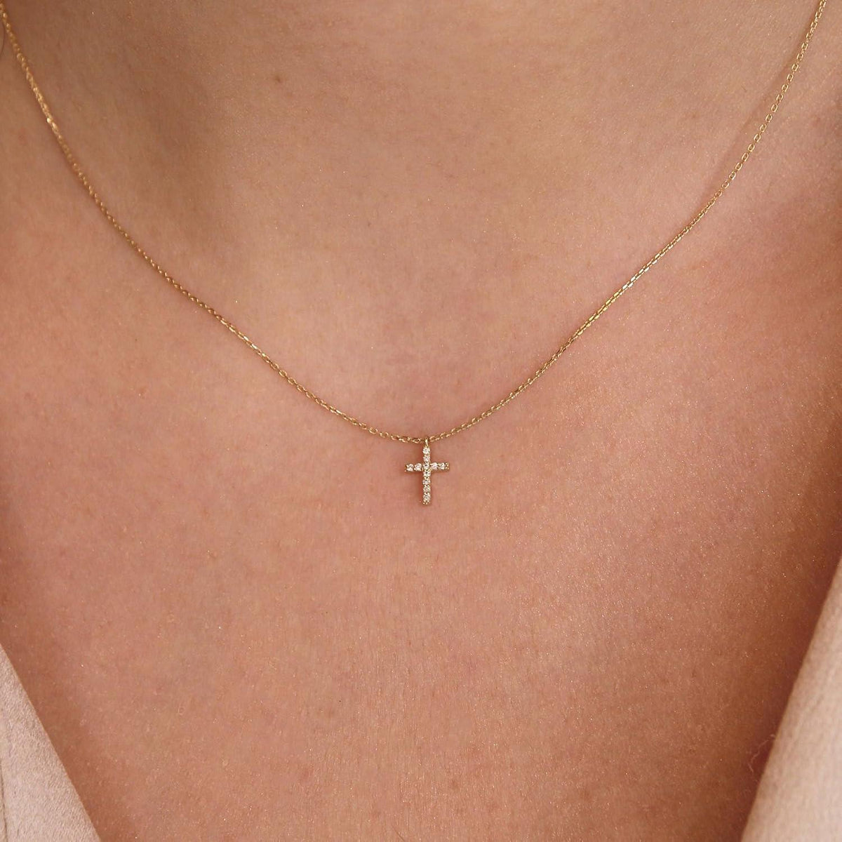 Kreuz Kette Damen 14K Gold Vergoldet Layered Choker Halskette Gold Modeschmuck