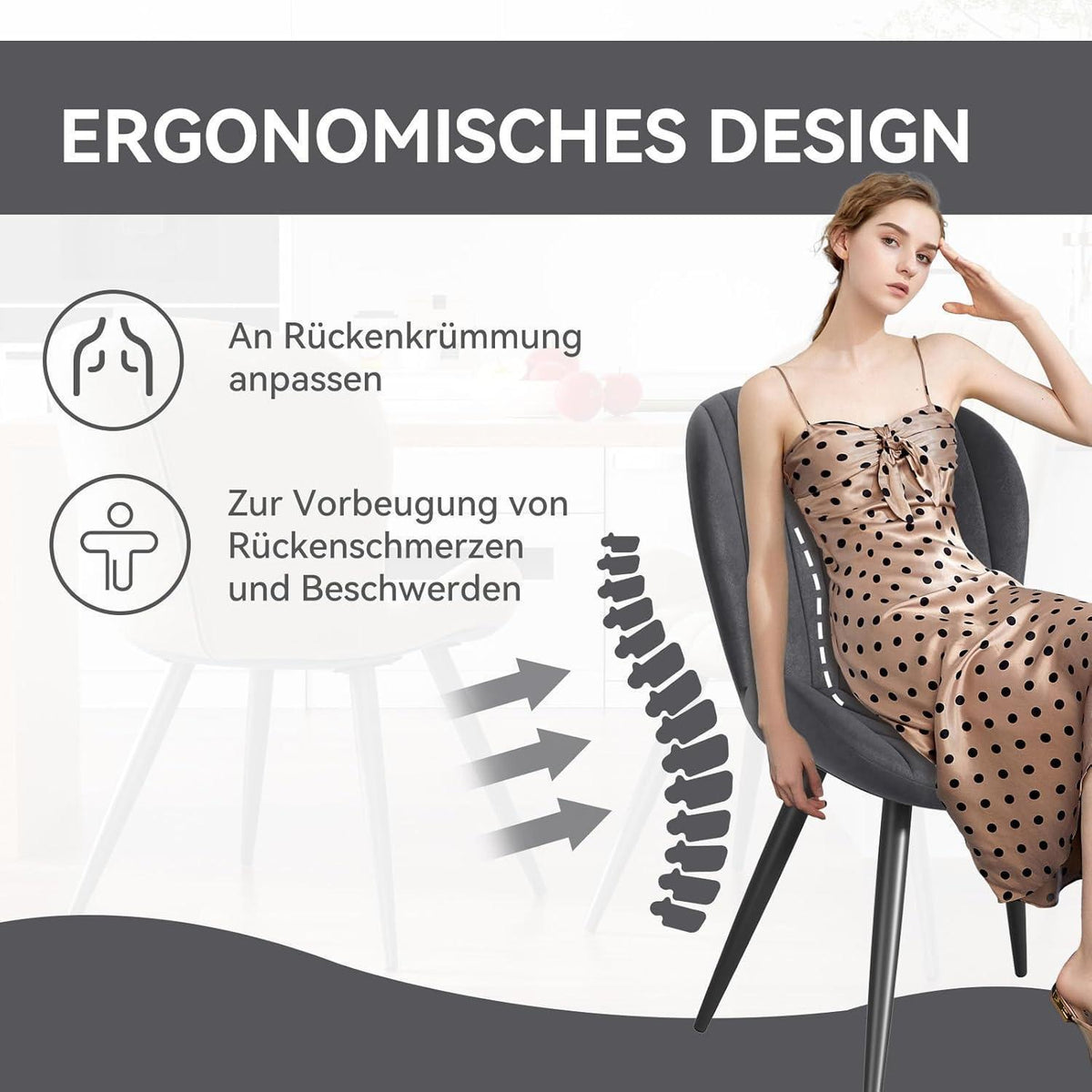 Esszimmerstühle 2er Set Dunkelgrau | Ergonomisch & Robust