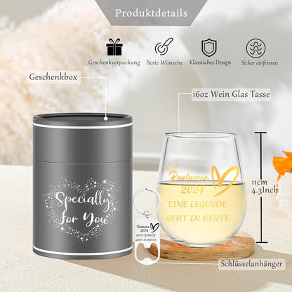 Renten 2024 Abschiedsgeschenk Weingläser Ruhestand Rentner 480ml