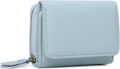 Damen Trifold Geldbörse Leder Kleine Brieftasche Blau
