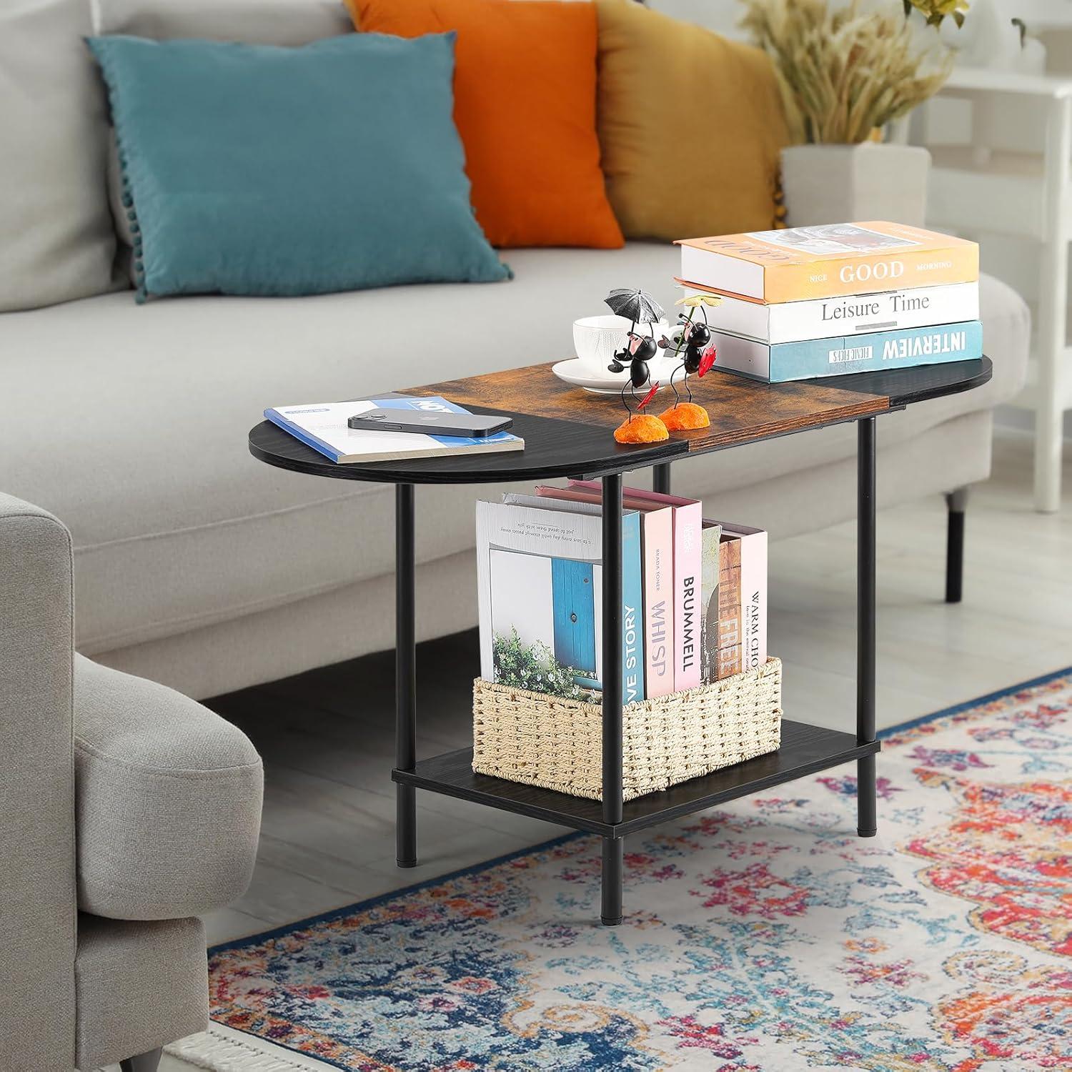 Nandae Couchtisch Holz Wohnzimmer Beistelltisch mit Ablagen