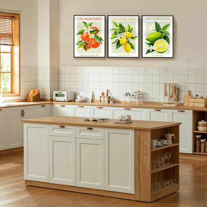 Moderne Zitrusfrucht-Bilder mit Schwarzem Rahmen 50x70cm
