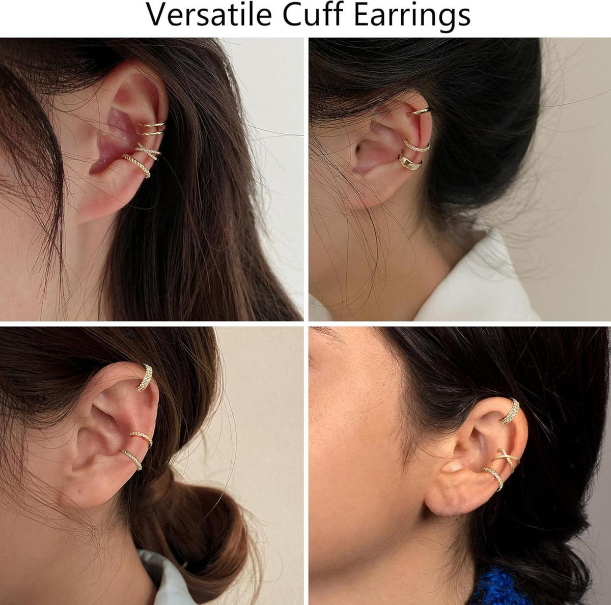Ear Cuff Set 9 Stücke Damen Ohrklemme 18K Vergoldet Gold Clip Non Piercing
