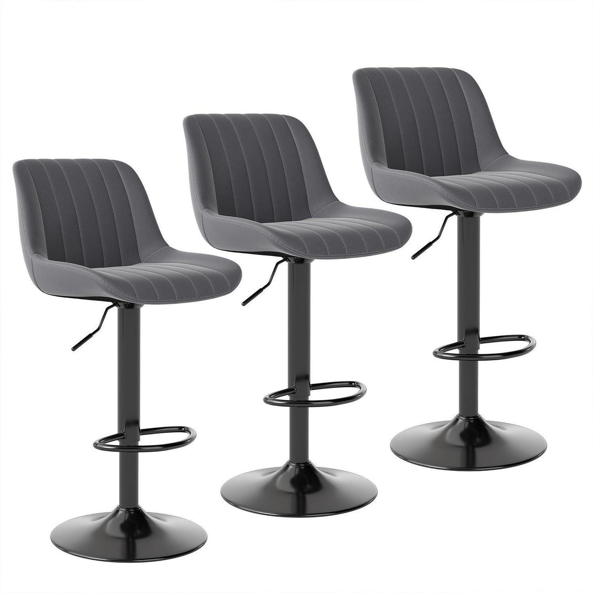 Drehbare Barhocker Set 3er – Höhenverstellbar, Dunkelgrau