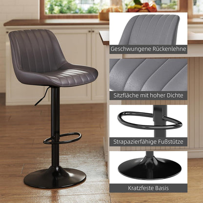 Drehbare Barhocker Set 3er – Höhenverstellbar, Dunkelgrau