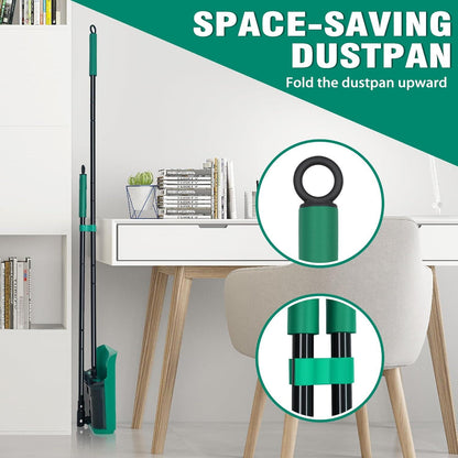 JEHONN Besen Kehrschaufel Set 136 cm Stiel 180° drehbar Groß Schaufel Wohnmobil