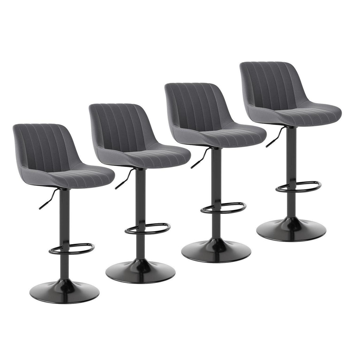 Drehbarer Barhocker 4er Set, Höhenverstellbar, Dunkelgrau