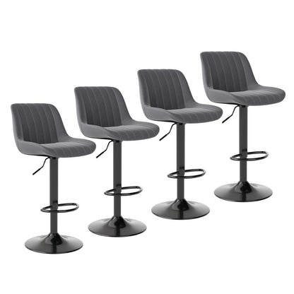 Drehbarer Barhocker 4er Set, Höhenverstellbar, Dunkelgrau