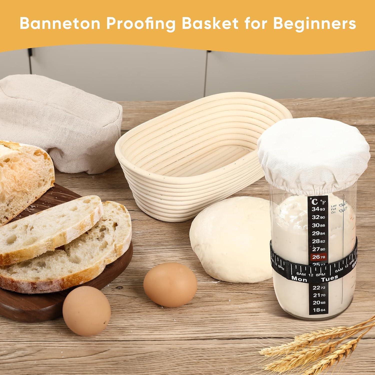 25cm Oval Gärkörbchen & Sauerteig Starter Set mit Zubehör