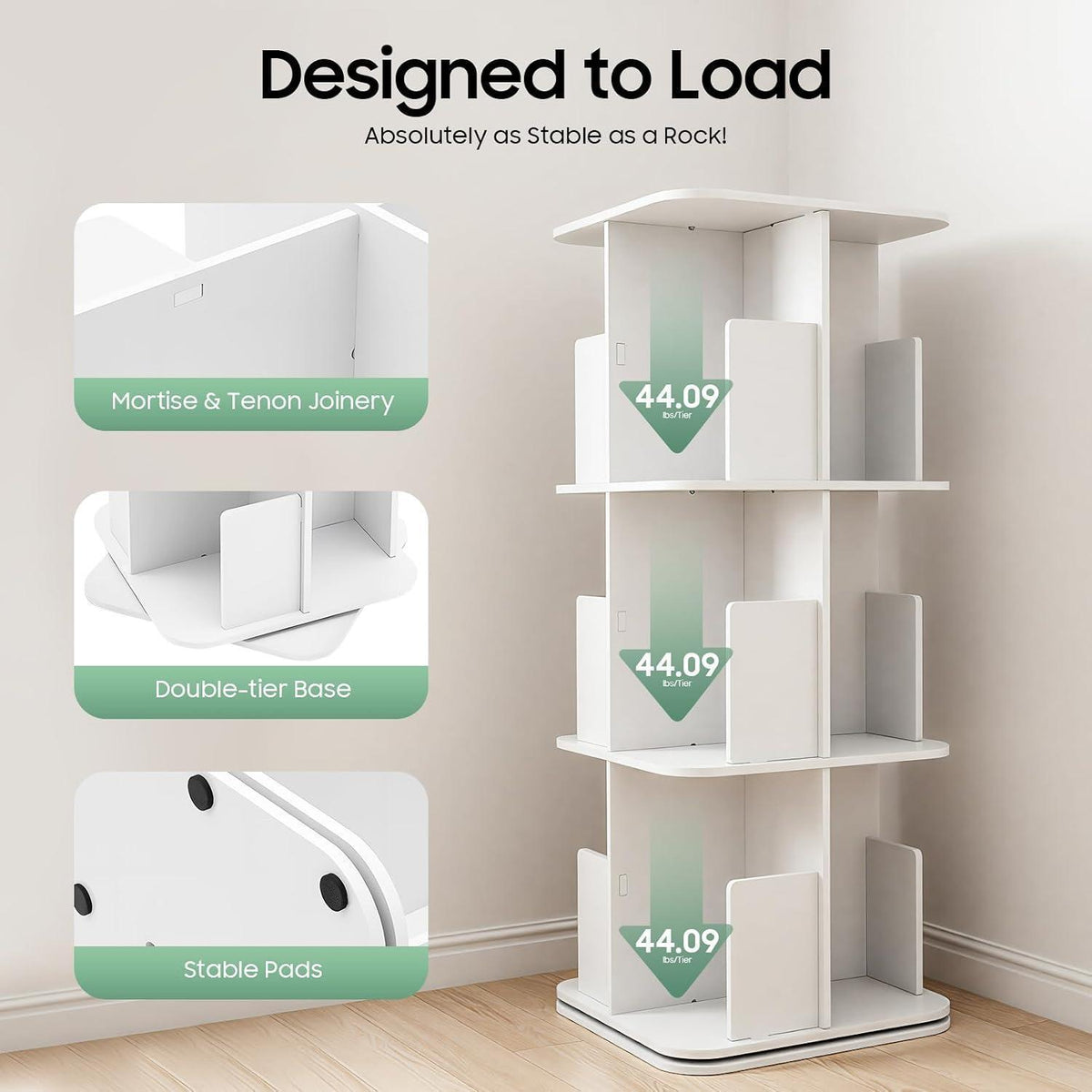 Drehbares 3-stufiges Bücherregal – 360° Organizer für Zuhause