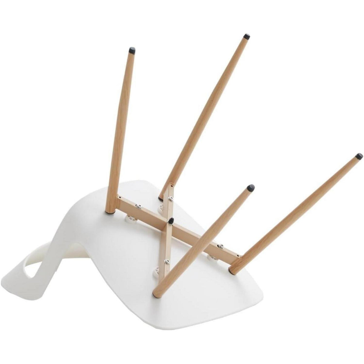 Nordischer Esszimmerstuhl Set 4er – Weiß & Holz | Bequemer Hohlrücken
