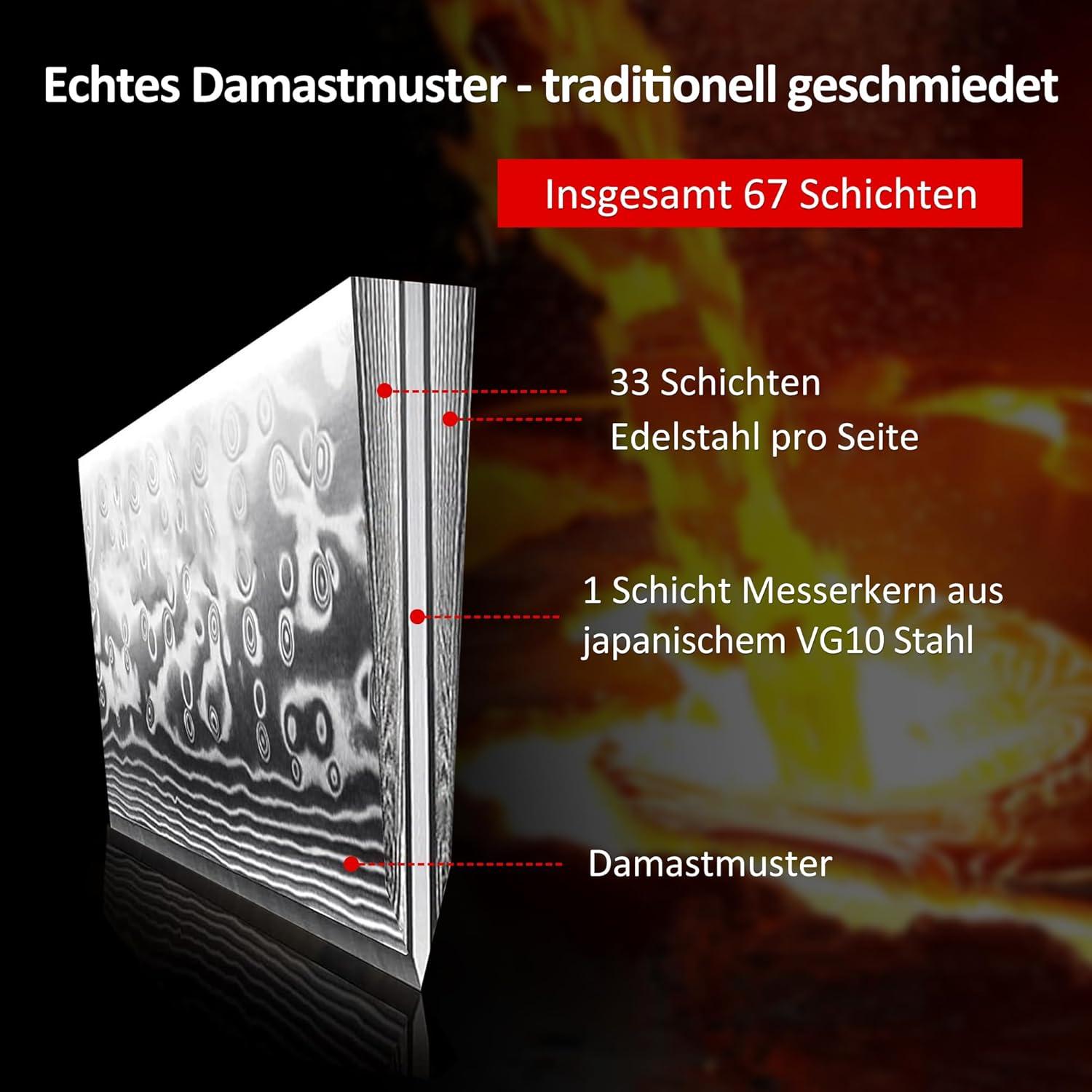 Damastmesser Set 3-tlg. VG10 G10 Griff