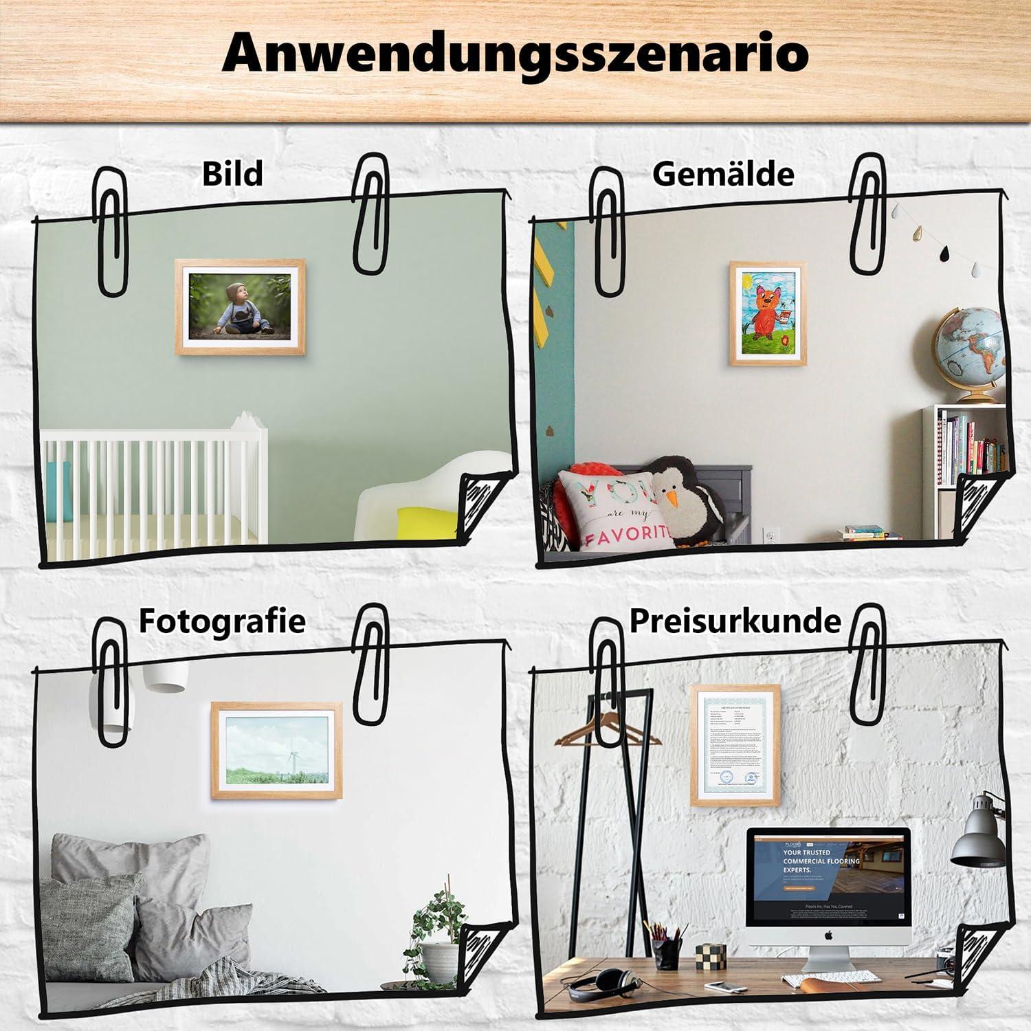 Kinderzeichnungen Bilderrahmen A4 4 Stück umweltfreundliches MDF Holzoptik Acrylglas