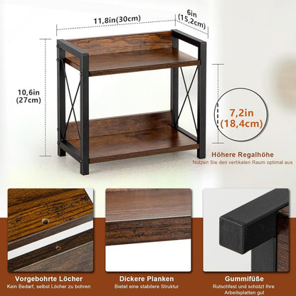 ANBOXIT Holz Gewürzregal 2 Tier Küchenregal Arbeitsplatte Organizer Braun
