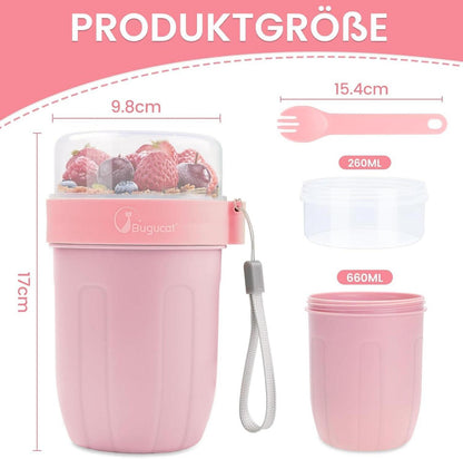 Müslibecher to Go 660ML+260ML, 2in1 Joghurtbecher to Go