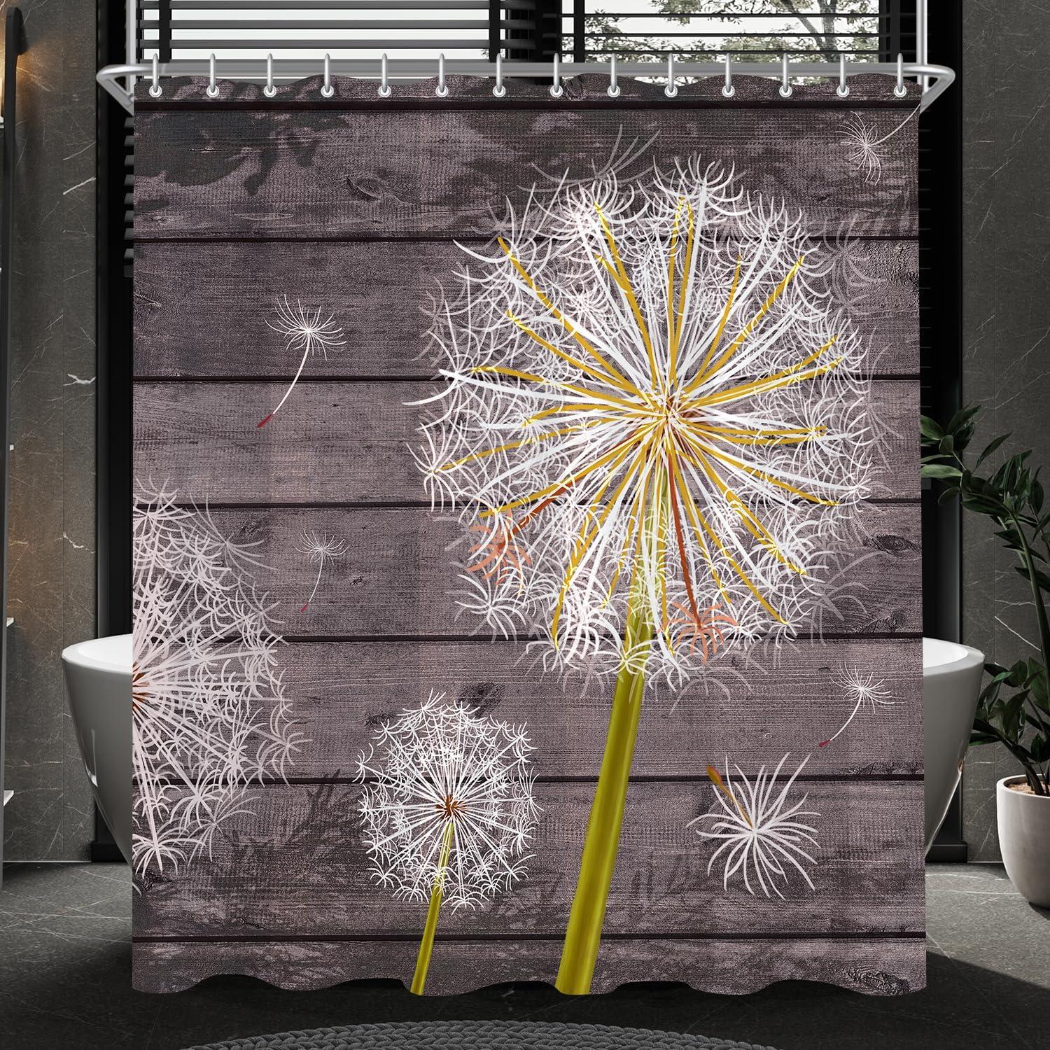 Duschvorhang Polyester Löwenzahn Muster wasserabweisend 240x200 cm