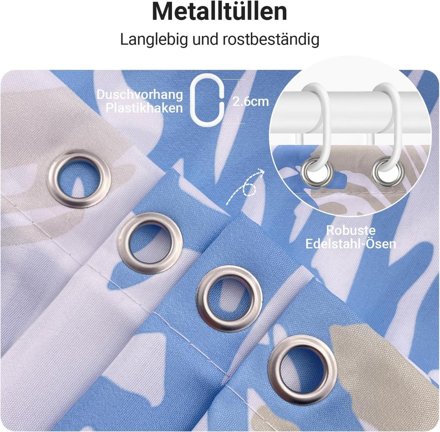 Lerores Duschvorhang Unterwasseralgen Antischimmel 220x200cm Polyester Badezimmer