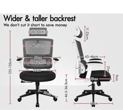 Ergonomischer Netz-Bürostuhl mit Lordosenstütze und