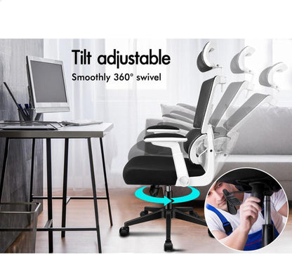 ALFORDSON Ergonomischer Bürostuhl mit Flexibler Lordosenstütze und Kopfstütze