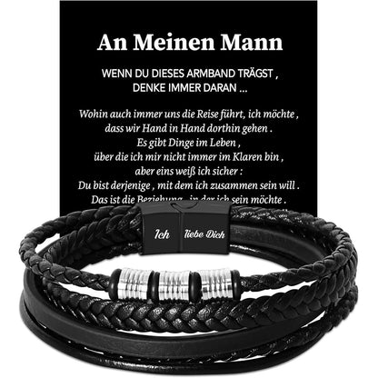 Armband "Ich Liebe Dich" - Geschenk für Männer in Lederoptik