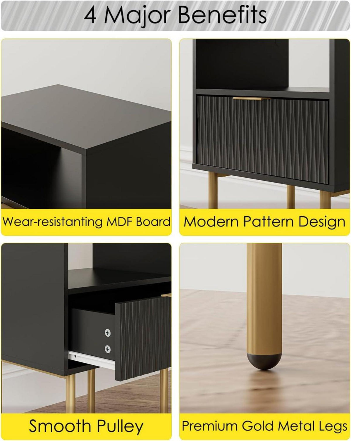 Nachttisch 1 offene Ablage 1 Schublade Modern Wohnzimmer