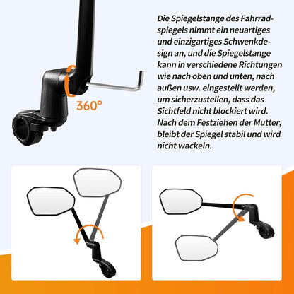 Fahrradspiegel 360° Drehbar – Klarer Rückspiegel für E-Bike & Co.