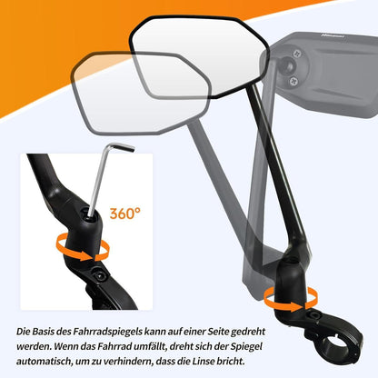 Fahrradspiegel 360° Drehbar – Klarer Rückspiegel für E-Bike & Co.